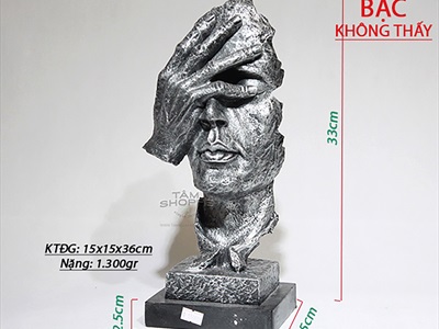 Tượng đầu người nghệ thuật Không thấy - Không nghe - Không nói [Lẻ từng cái - 2 màu] TUONGNGUOI-01